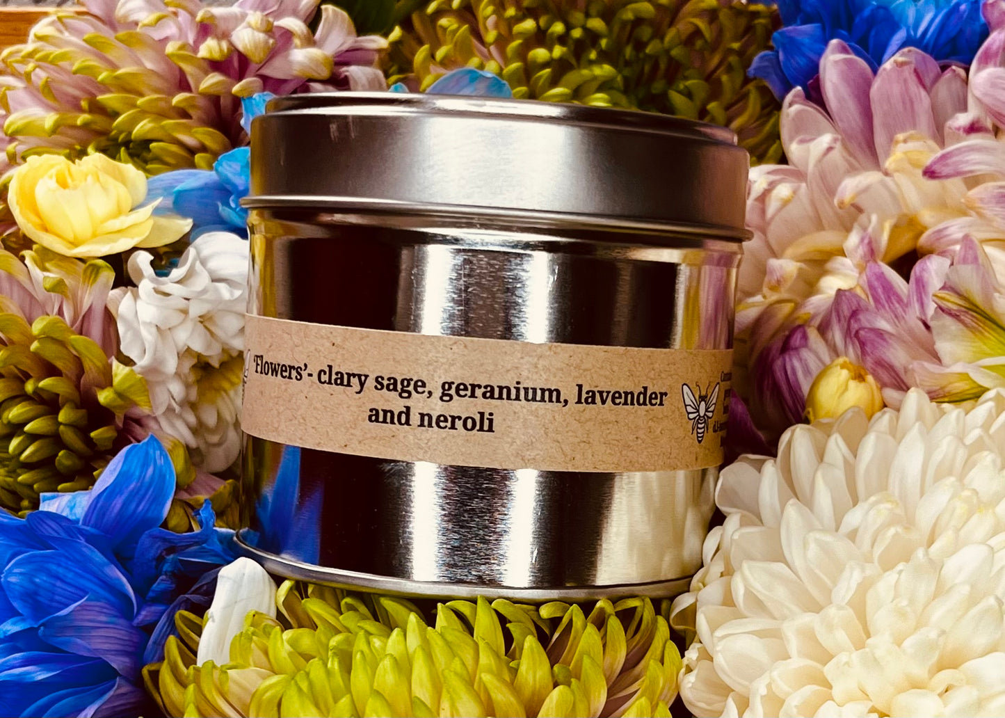 ‘Flowers’ Hand Poured Soy and Beeswax Candle