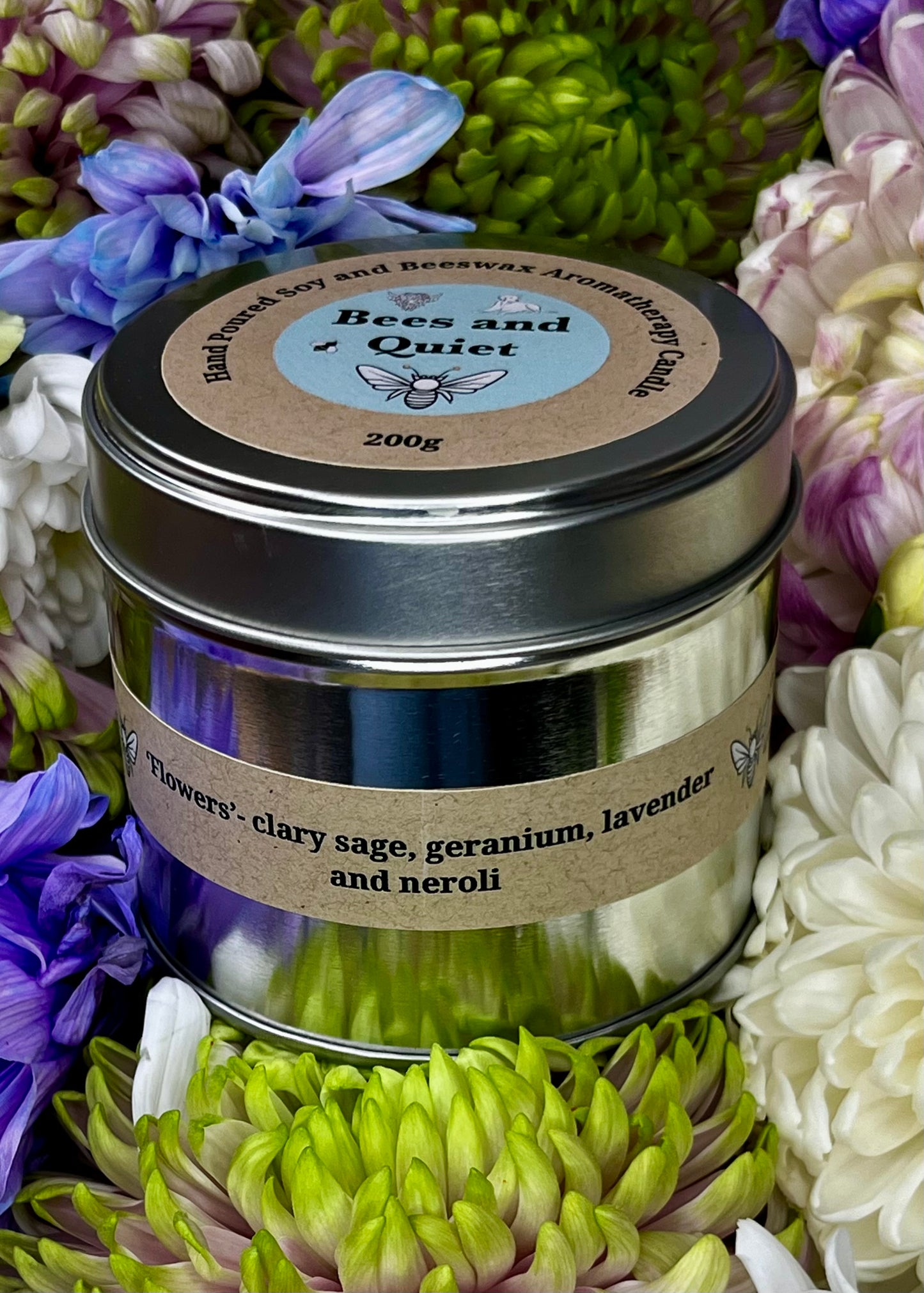 ‘Flowers’ Hand Poured Soy and Beeswax Candle