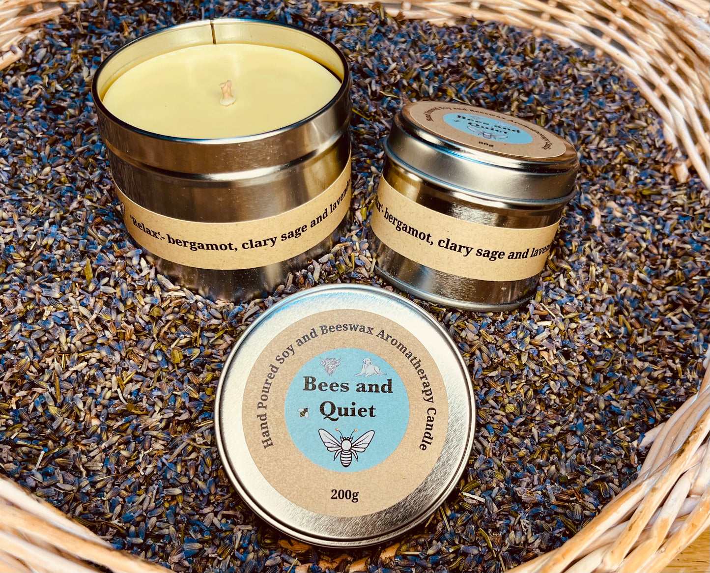 ‘Relax’ Hand Poured Soy and Beeswax Candle
